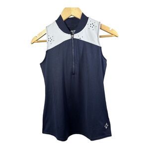 JOFIT Women's Cutaway 1/4 Zip Mock Neck Sleeveless Golf Top Black Extra Small